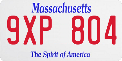 MA license plate 9XP804