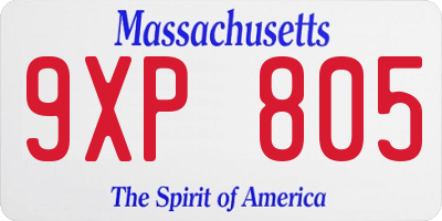 MA license plate 9XP805