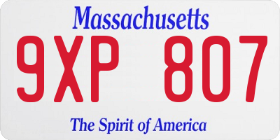 MA license plate 9XP807