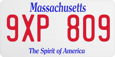 MA license plate 9XP809
