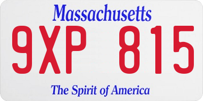 MA license plate 9XP815