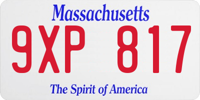 MA license plate 9XP817