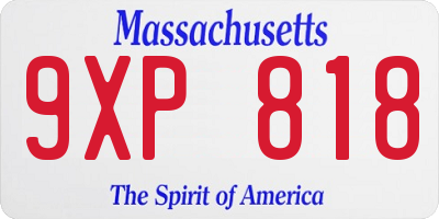 MA license plate 9XP818