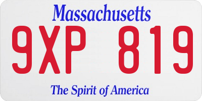 MA license plate 9XP819