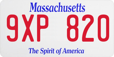 MA license plate 9XP820