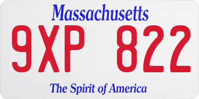 MA license plate 9XP822