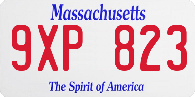 MA license plate 9XP823
