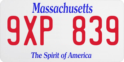 MA license plate 9XP839