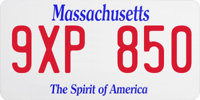 MA license plate 9XP850