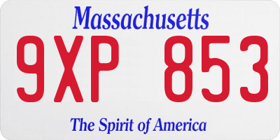 MA license plate 9XP853