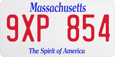 MA license plate 9XP854