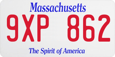 MA license plate 9XP862