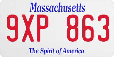 MA license plate 9XP863