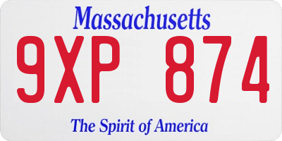 MA license plate 9XP874