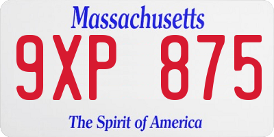 MA license plate 9XP875