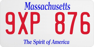 MA license plate 9XP876