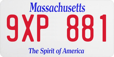 MA license plate 9XP881
