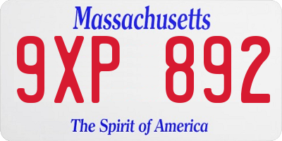 MA license plate 9XP892