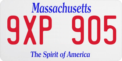 MA license plate 9XP905