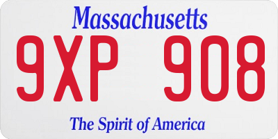 MA license plate 9XP908