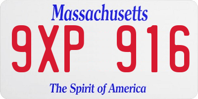 MA license plate 9XP916