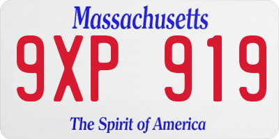 MA license plate 9XP919
