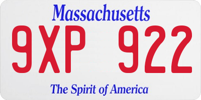 MA license plate 9XP922