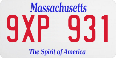MA license plate 9XP931