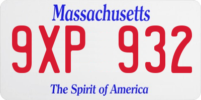 MA license plate 9XP932