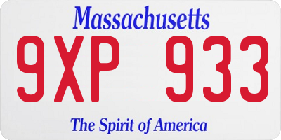 MA license plate 9XP933