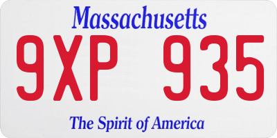 MA license plate 9XP935