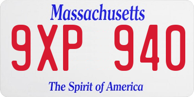 MA license plate 9XP940