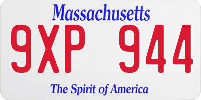 MA license plate 9XP944