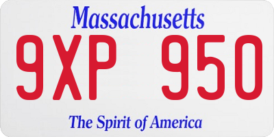 MA license plate 9XP950