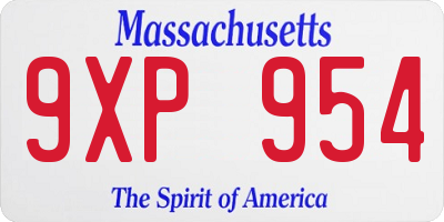 MA license plate 9XP954