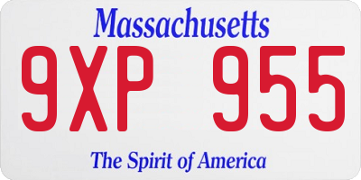 MA license plate 9XP955