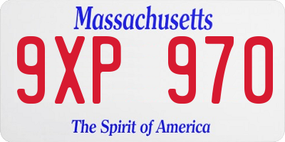 MA license plate 9XP970