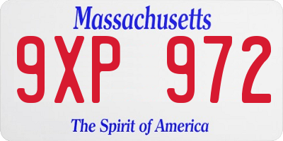 MA license plate 9XP972
