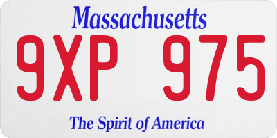MA license plate 9XP975