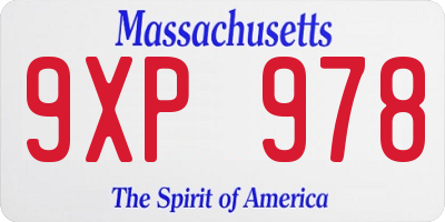 MA license plate 9XP978