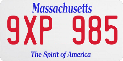 MA license plate 9XP985