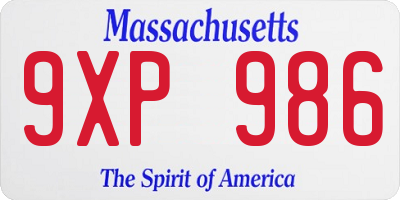 MA license plate 9XP986