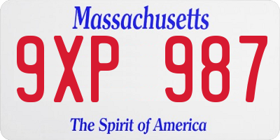MA license plate 9XP987