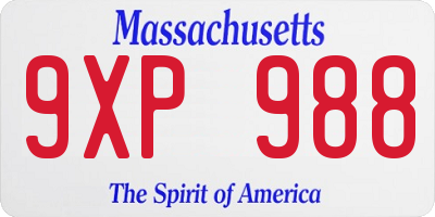 MA license plate 9XP988