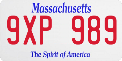 MA license plate 9XP989