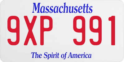 MA license plate 9XP991
