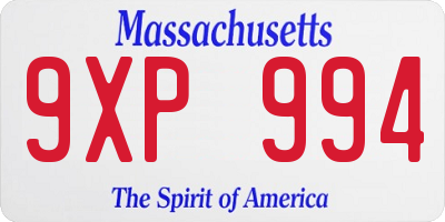 MA license plate 9XP994