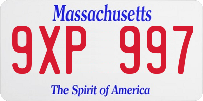 MA license plate 9XP997