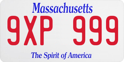 MA license plate 9XP999