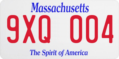 MA license plate 9XQ004